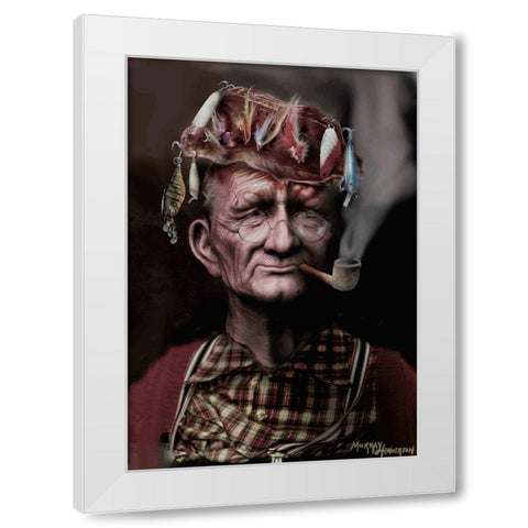 Fishing Hat White Modern Wood Framed Art Print by Murray Henderson Fine Art