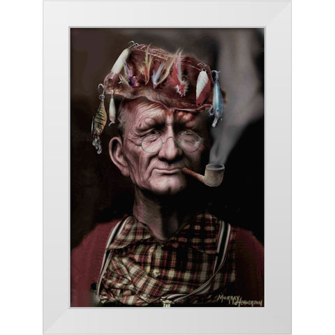 Fishing Hat White Modern Wood Framed Art Print by Murray Henderson Fine Art
