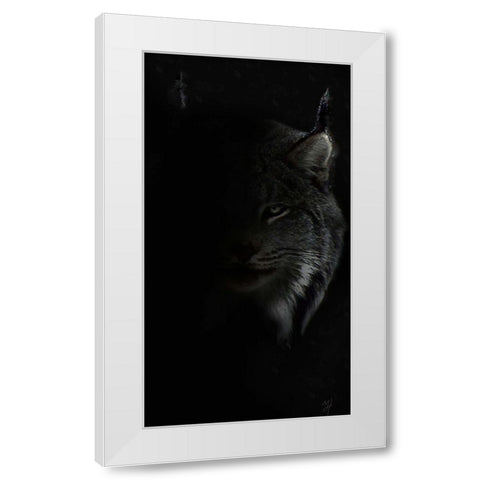 Lynx Stare White Modern Wood Framed Art Print by Murray Henderson Fine Art
