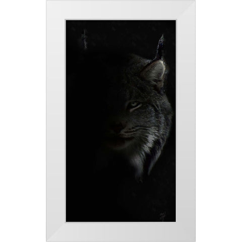 Lynx Stare White Modern Wood Framed Art Print by Murray Henderson Fine Art