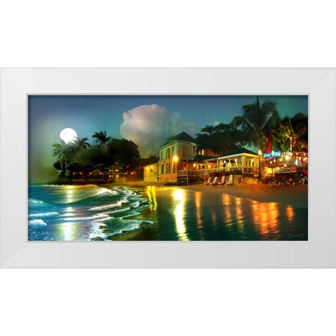 Party Beach 17 White Modern Wood Framed Art Print by Murray Henderson Fine Art