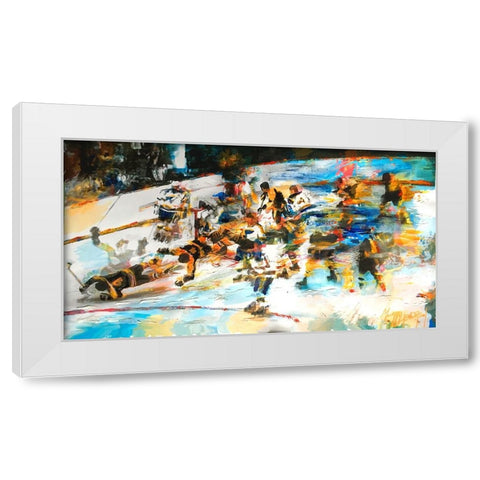 Bobby Scores 1 White Modern Wood Framed Art Print by Murray Henderson Fine Art