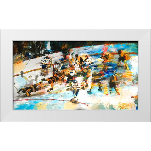 Bobby Scores 1 White Modern Wood Framed Art Print by Murray Henderson Fine Art