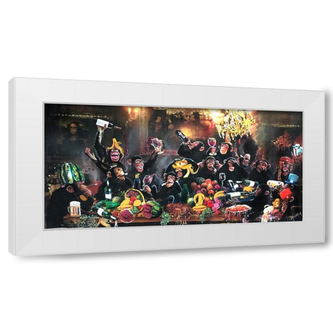 Monkey Bash White Modern Wood Framed Art Print by Murray Henderson Fine Art