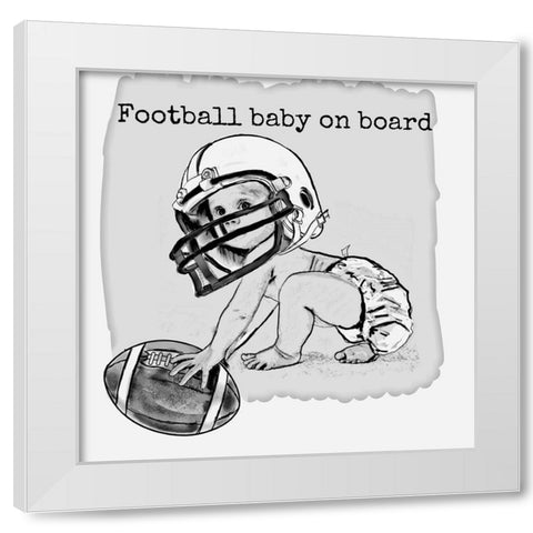 Football Baby1 White Modern Wood Framed Art Print by Murray Henderson Fine Art