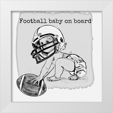 Football Baby1 White Modern Wood Framed Art Print by Murray Henderson Fine Art