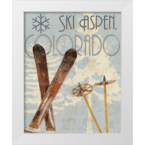 Ski Destinations II White Modern Wood Framed Art Print by Sparx Studio