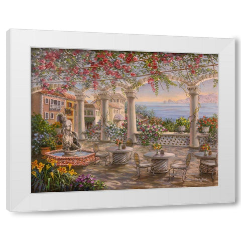 Dining on the Terrace White Modern Wood Framed Art Print by Boehme, Nicky
