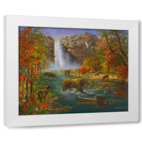 Where The Animals Play White Modern Wood Framed Art Print by Boehme, Nicky