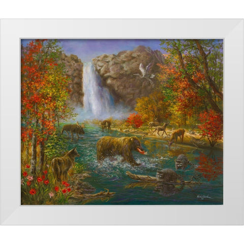 Where The Animals Play White Modern Wood Framed Art Print by Boehme, Nicky