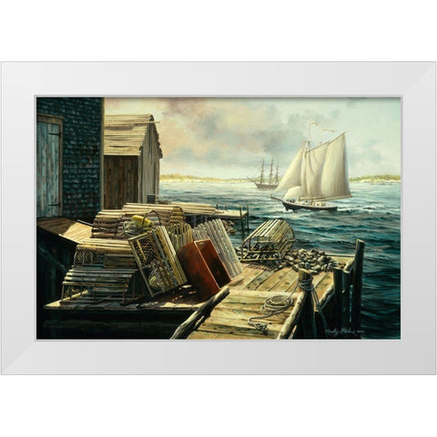 Lobster Pots New England White Modern Wood Framed Art Print by Boehme, Nicky