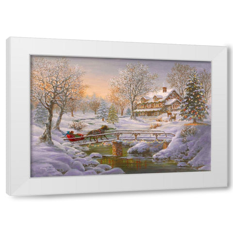 Over The Bridge To Grandmas House White Modern Wood Framed Art Print by Boehme, Nicky