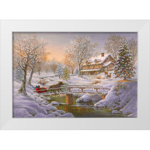 Over The Bridge To Grandmas House White Modern Wood Framed Art Print by Boehme, Nicky