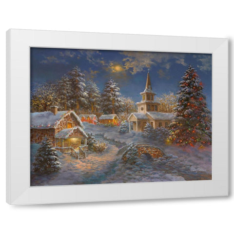 Happy Spirits Await Christmas White Modern Wood Framed Art Print by Boehme, Nicky