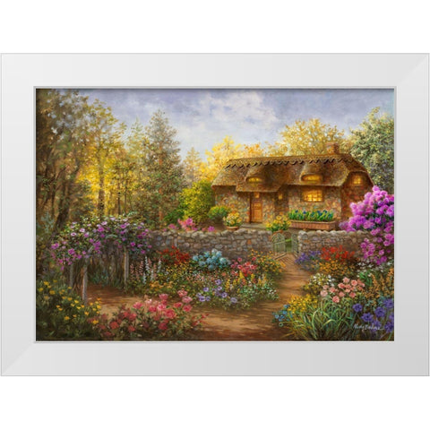 Cottage Garden in Full Bloom  White Modern Wood Framed Art Print by Boehme, Nicky