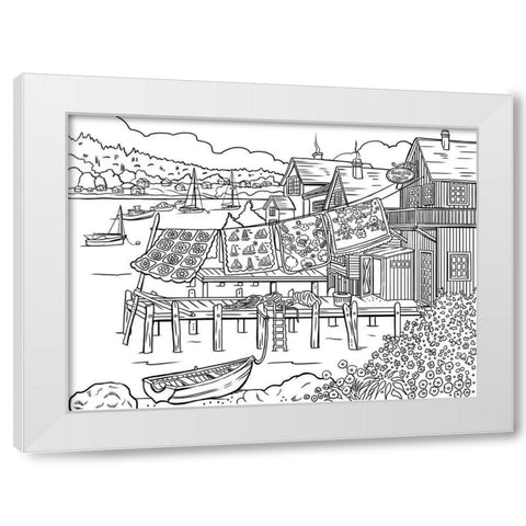 Dock Side Quilts LINE ART White Modern Wood Framed Art Print by Boehme, Nicky