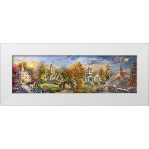 A Church for all Seasons White Modern Wood Framed Art Print by Boehme, Nicky
