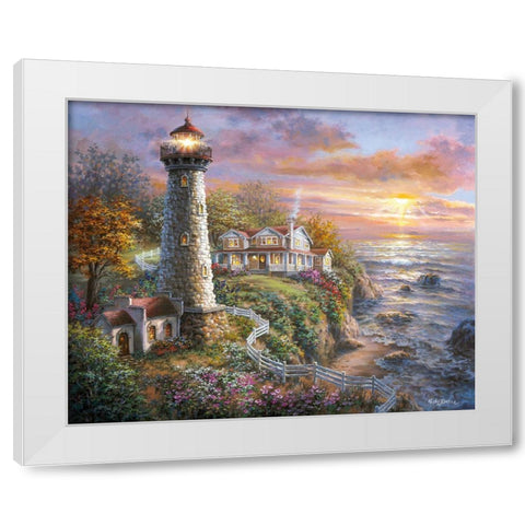 Lighthouse Haven White Modern Wood Framed Art Print by Boehme, Nicky