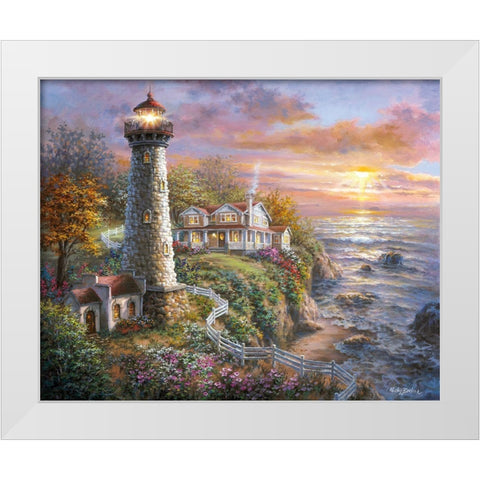 Lighthouse Haven White Modern Wood Framed Art Print by Boehme, Nicky