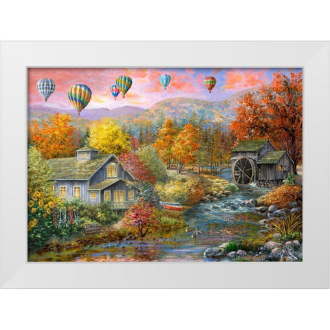 Autumn Creek Mill White Modern Wood Framed Art Print by Boehme, Nicky