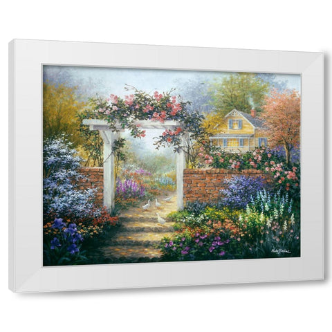 Rose Arbor White Modern Wood Framed Art Print by Boehme, Nicky