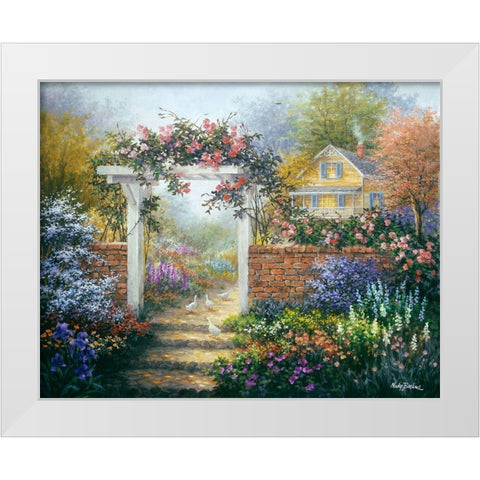 Rose Arbor White Modern Wood Framed Art Print by Boehme, Nicky
