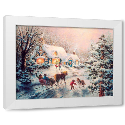 Christmas Visit White Modern Wood Framed Art Print by Boehme, Nicky