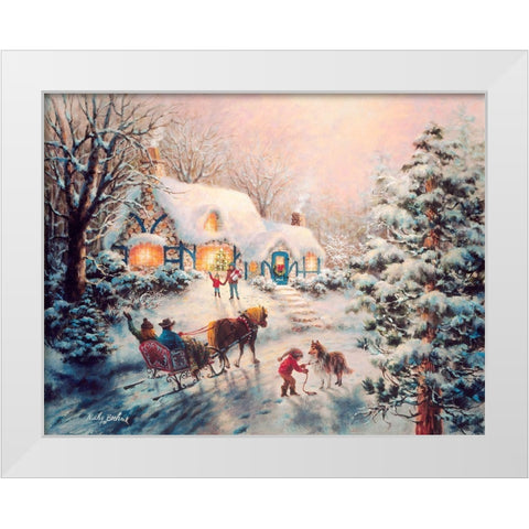 Christmas Visit White Modern Wood Framed Art Print by Boehme, Nicky