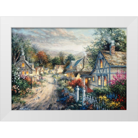 Down Cottage Lane White Modern Wood Framed Art Print by Boehme, Nicky