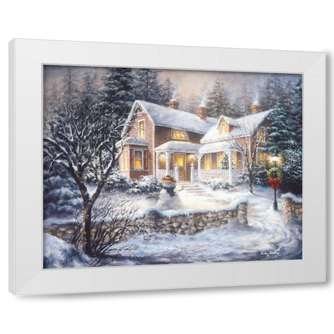 Winters Welcome White Modern Wood Framed Art Print by Boehme, Nicky