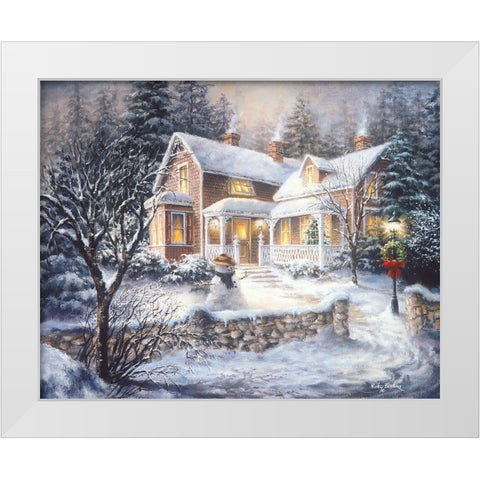 Winters Welcome White Modern Wood Framed Art Print by Boehme, Nicky