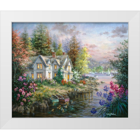 Bays Landing White Modern Wood Framed Art Print by Boehme, Nicky