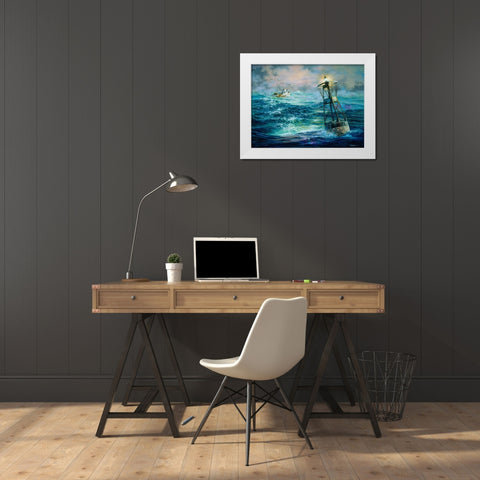 Almost Home White Modern Wood Framed Art Print by Boehme, Nicky