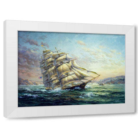 Clipper Ship Surprise White Modern Wood Framed Art Print by Boehme, Nicky