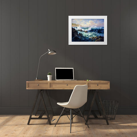 Morning Surf White Modern Wood Framed Art Print by Boehme, Nicky