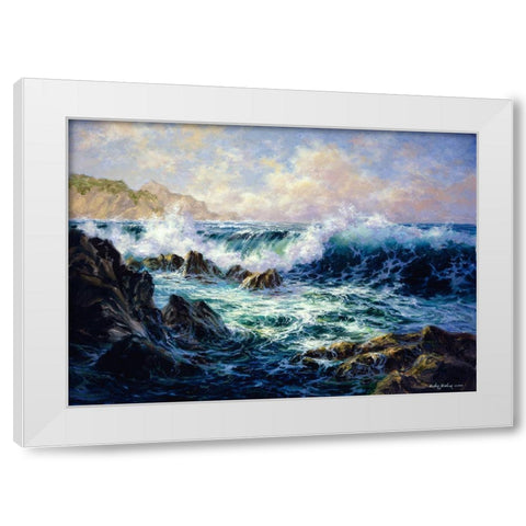Morning Surf White Modern Wood Framed Art Print by Boehme, Nicky