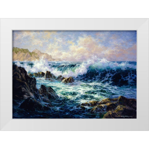 Morning Surf White Modern Wood Framed Art Print by Boehme, Nicky