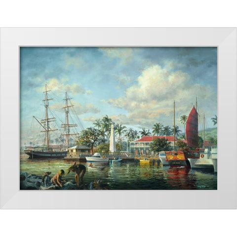 Lahaina Waterfront-Maui White Modern Wood Framed Art Print by Boehme, Nicky