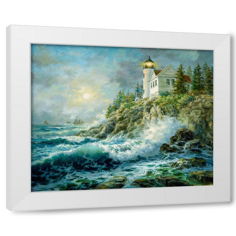 Bass Harbor Lighthouse White Modern Wood Framed Art Print by Boehme, Nicky