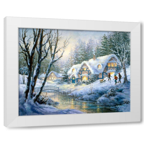Winter Frolic White Modern Wood Framed Art Print by Boehme, Nicky