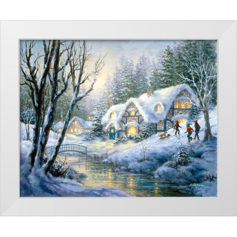 Winter Frolic White Modern Wood Framed Art Print by Boehme, Nicky