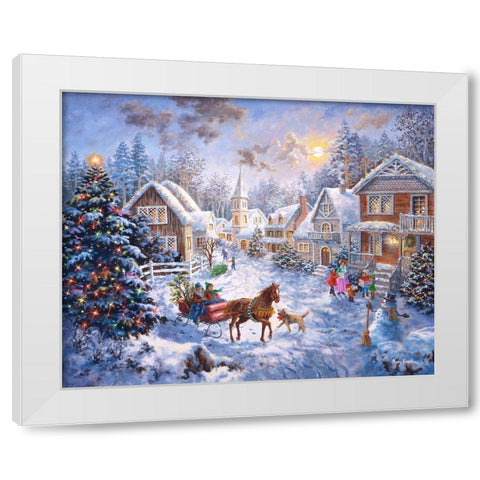 Merry Christmas White Modern Wood Framed Art Print by Boehme, Nicky
