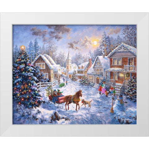 Merry Christmas White Modern Wood Framed Art Print by Boehme, Nicky