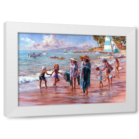 On The Beach White Modern Wood Framed Art Print by Boehme, Nicky