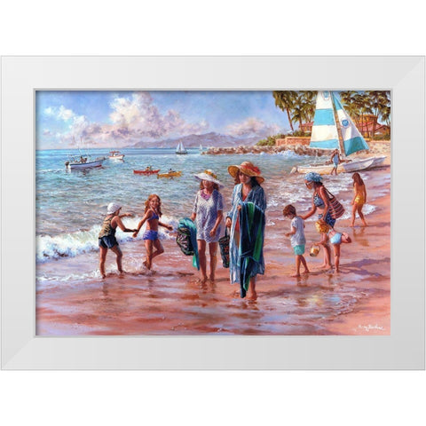 On The Beach White Modern Wood Framed Art Print by Boehme, Nicky