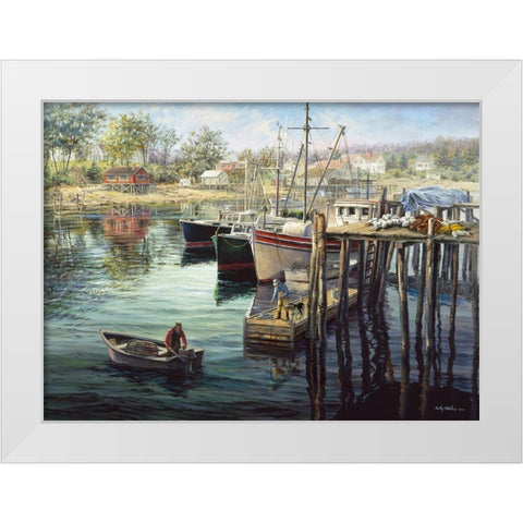 Fishermans Domain White Modern Wood Framed Art Print by Boehme, Nicky