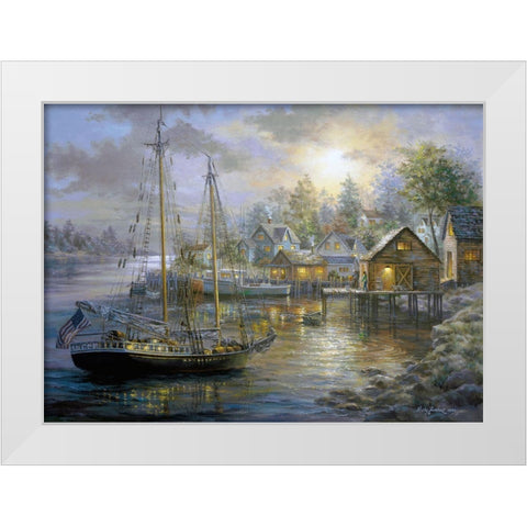 Harbor Town White Modern Wood Framed Art Print by Boehme, Nicky