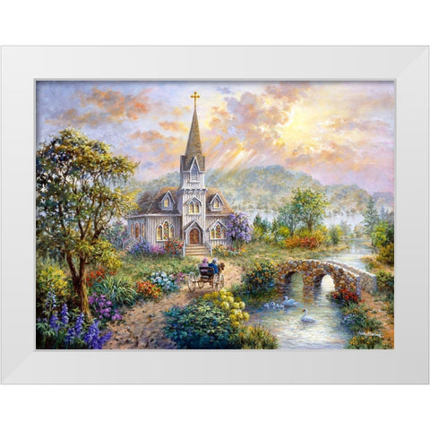 Pray For World Peace White Modern Wood Framed Art Print by Boehme, Nicky