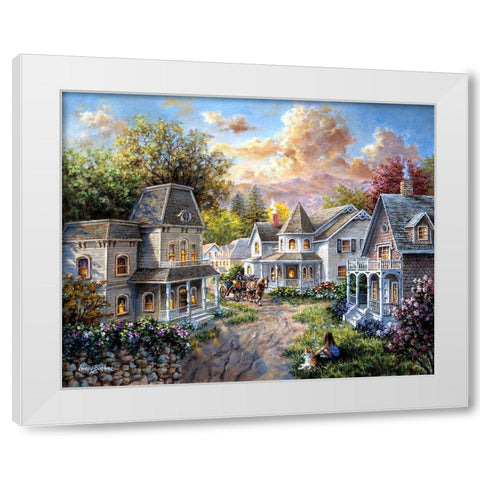 Main Street Along A Country Village  White Modern Wood Framed Art Print by Boehme, Nicky