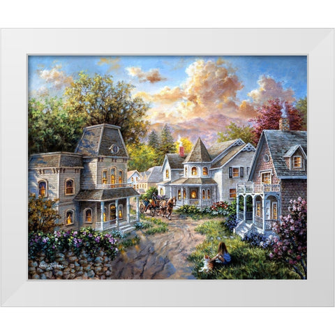 Main Street Along A Country Village  White Modern Wood Framed Art Print by Boehme, Nicky